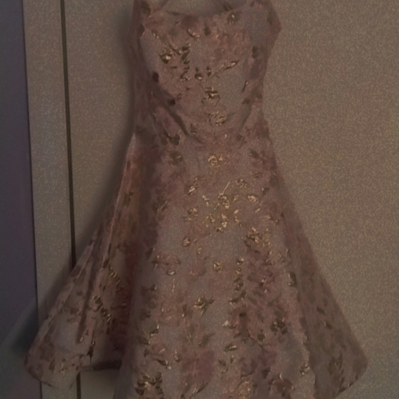 Pink/Champagne Backless Embroidered Dress - Picture 1 of 4